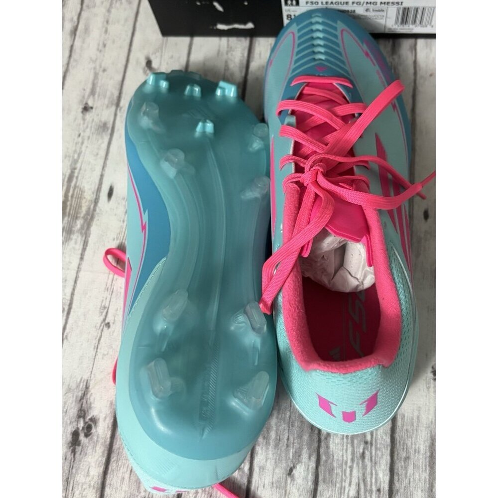 adidas F50 League Messi FG/MG Soccer Cleats Adult Aqua Pink 8.5m/9.5w NEW - Picture 9 of 10